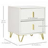 HOMCOM Nightstand, Bedside Table, Side End Table w/ 2 Drawers, Metal Legs