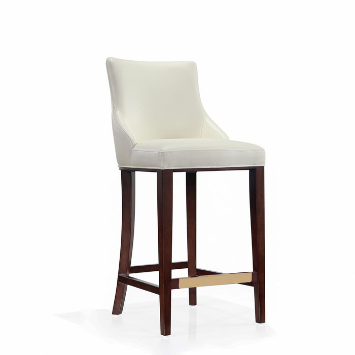 Shubert Modern Wood Upholstered Barstool in Ivory - Set of 2