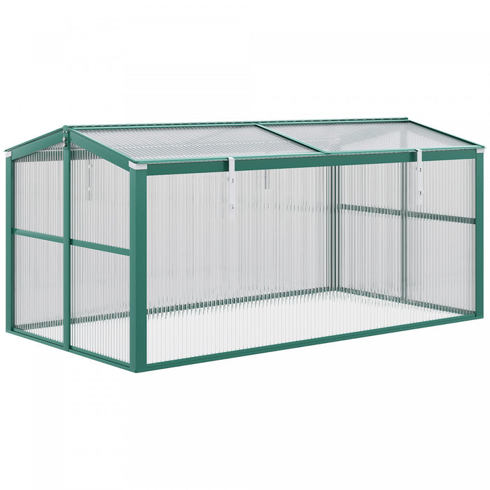 Outsunny Aluminium Cold Frame Greenhouse Garden Portable Raised Planter With Openable Top For Indoor, Outdoor, Flowers, Vegetables, Plants, 51\" X 28\" X 24\"