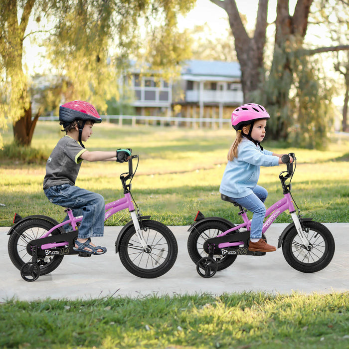 Costway 12\" Kids Bike For 3-4 Years Old Boys & Girls With Adjustable Seat Handbrake Reflectors Purple