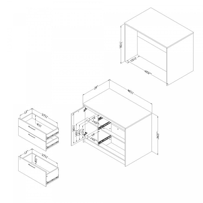 Myro Kitchen Island With Door And Drawers - Faux White Marble And White 