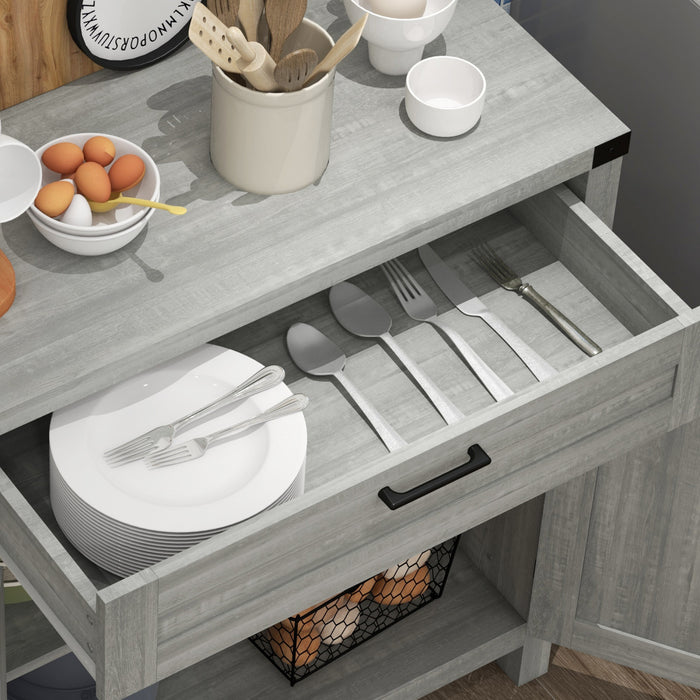 HOMCOM Farmhouse Sideboard Buffet Cabinet with Drawer and Adjustable Shelf