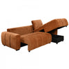 Cove 2-Piece Chenille Sleeper Sectional with Storage Chaise and Rounded Arms - Rust | Cove Sectionnel-lit 2 pieces en chenille avec chaise longue de rangement et accoudoirs arrondis - Rouille