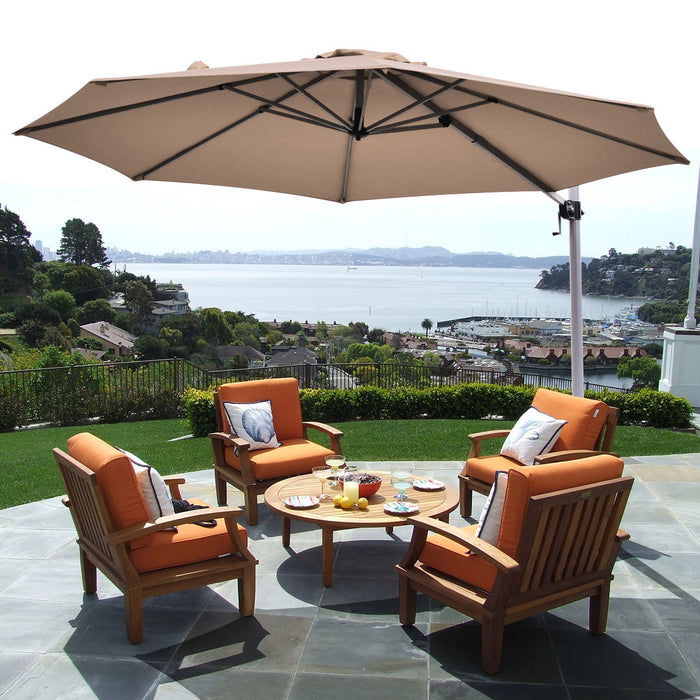 Costway 11' Patio Cantilever Offset Umbrella 360 degrees Rotation Aluminum Tilt Base Tan
