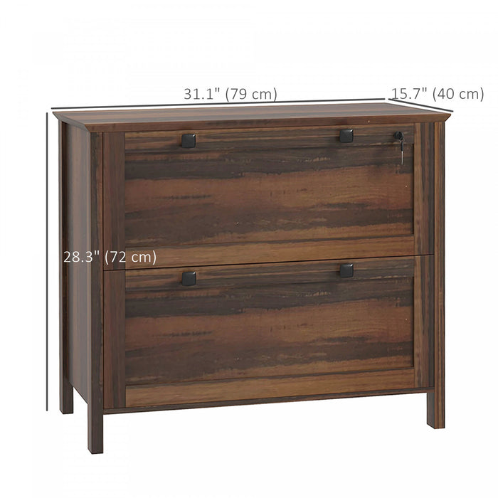 HOMCOM 2 Drawer Lateral File Cabinet for Letter, A4, Legal Size, Brown