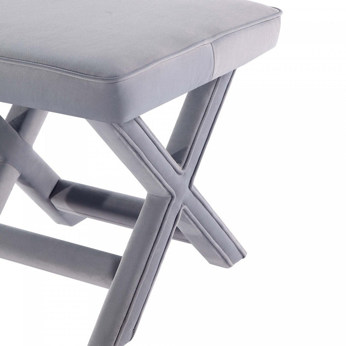 Abigail Mid-Century Modern Upholstered Velvet Accent Bench in Gray