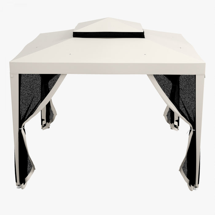 Outsunny 10'x10' Canopy Tent With Mesh Netting And Double Tier Roof, Cream