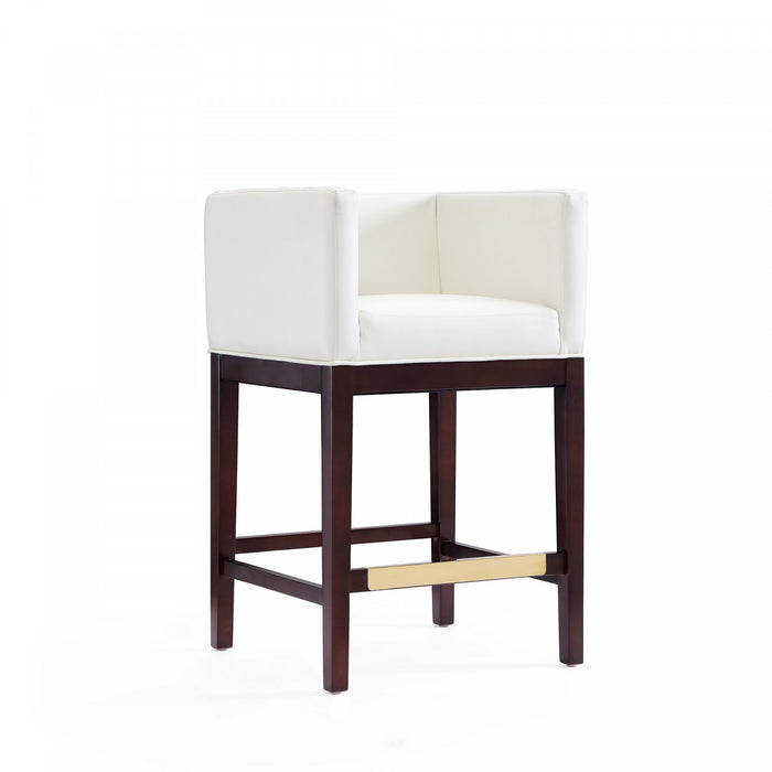 Kingsley Mid-Century Modern Wood Upholstered Counter Stool in Ivory - Set of 2