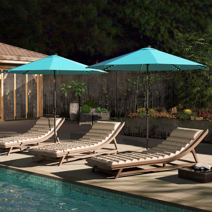 Costway 10 FT Solar Patio Umbrella with 96 LED Lights 35° Adjustable Tilt Vented Top Turquoise