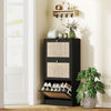 HOMCOM Rattan Shoe Storage Cabinet Organizer with 3 Flip Drawers