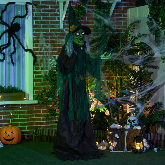 Homcom 72\" Halloween Decoration Witch With Magical Heart, Sound Activated