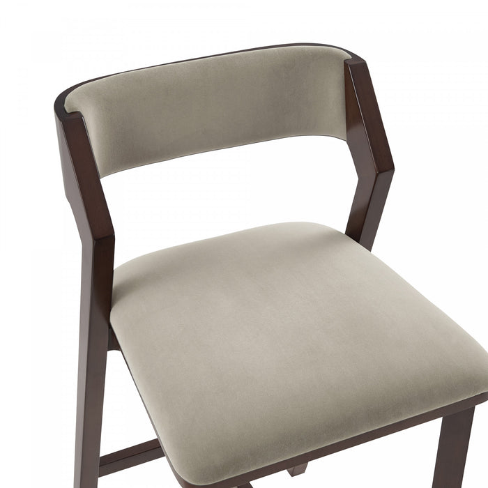 Patricia Modern Wood Upholstered Barstool in Linen Bar Stool