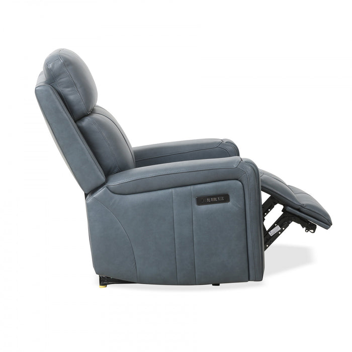 Bellamy 58 in. Leather Match Power Reclining Loveseat with Adjustable Headrest and USB - Blue