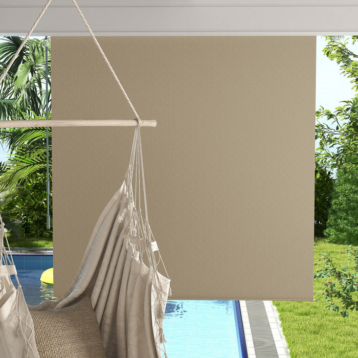 Outsunny Outdoor Roller Shade, 6' X 6' Patio Door Blinds, Beige