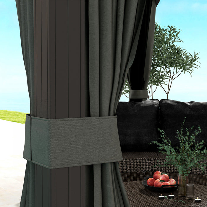 Outsunny 10' X 12' Deluxe Hardtop Gazebo With Curtains And Netting, Grey
