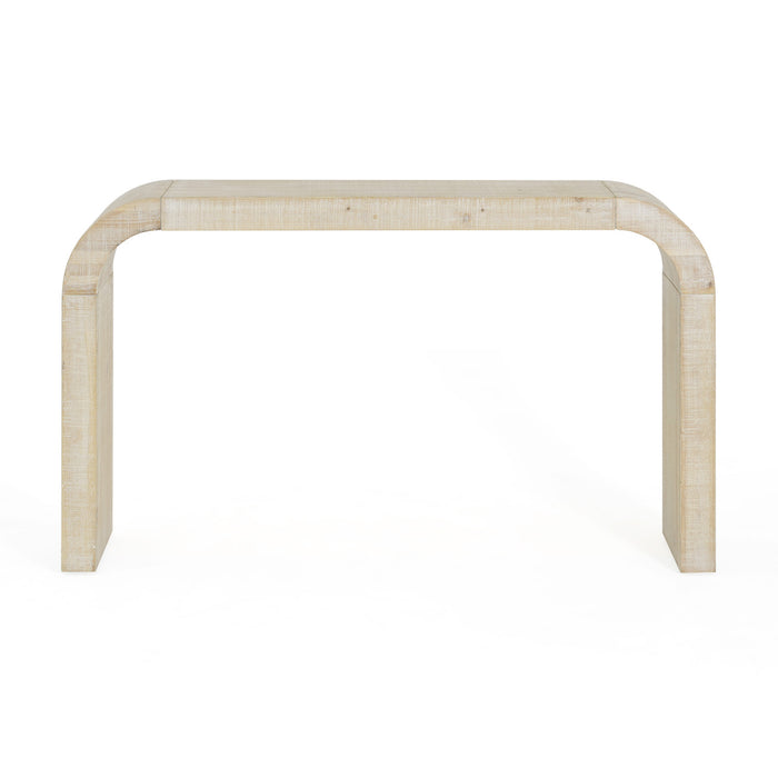 Cedar 52 Inch Wood Console Table with Curved Edge and Distressed Finish, Natural