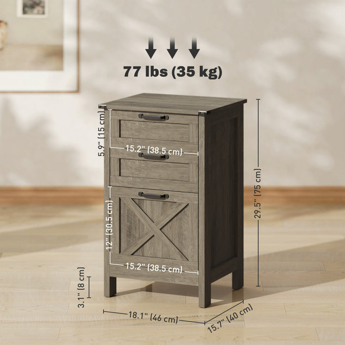 HOMCOM 3 Drawer File Cabinet Filing Cabinet for A4 Letter Size Grey Wash