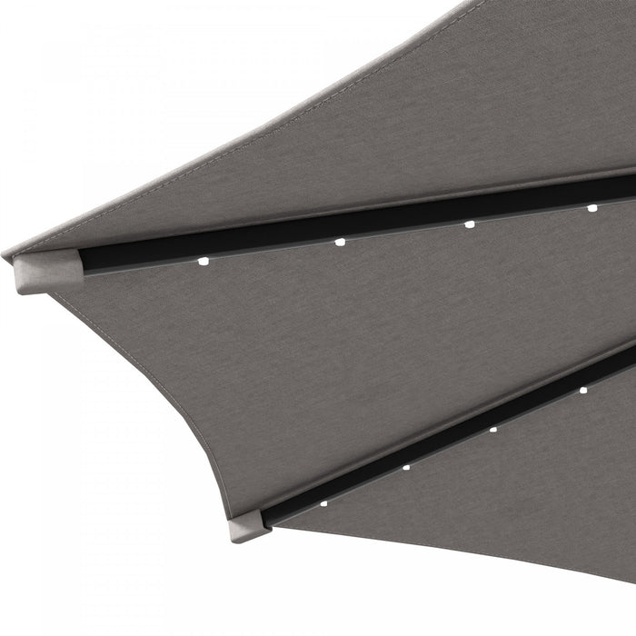 Outsunny 10ft Outdoor Cantilever Umbrella With Solar Lights Light Grey