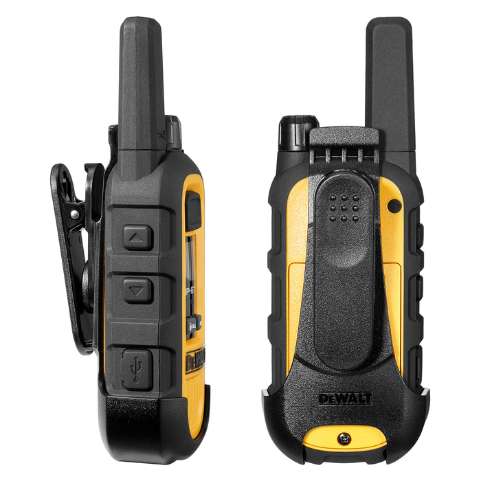 2 Dewalt DXFRS300 Work Site Walkie Talkies Plus Earpieces - 1 Watt, Heavy Duty, Long Range Indoor-Outdoor Two Way Radios + 22 Channel