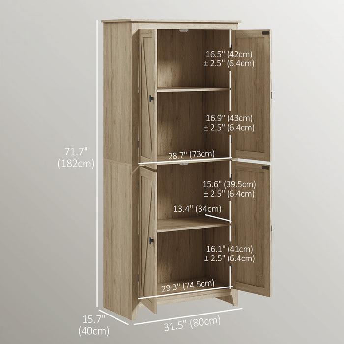 HOMCOM 72\" Freestanding Kitchen Pantry, Buffet Cabinet, Natural