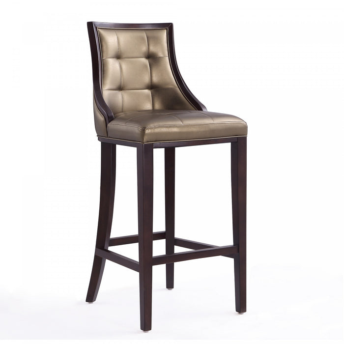 Fifth Avenue Traditional Wood Upholstered Barstool in Bronze - Set of 3