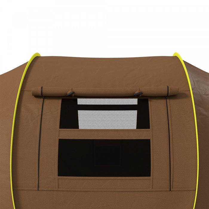 Outsunny Pop Up Camping Tent With 2 Porch, 3000mm Waterproof, Brown