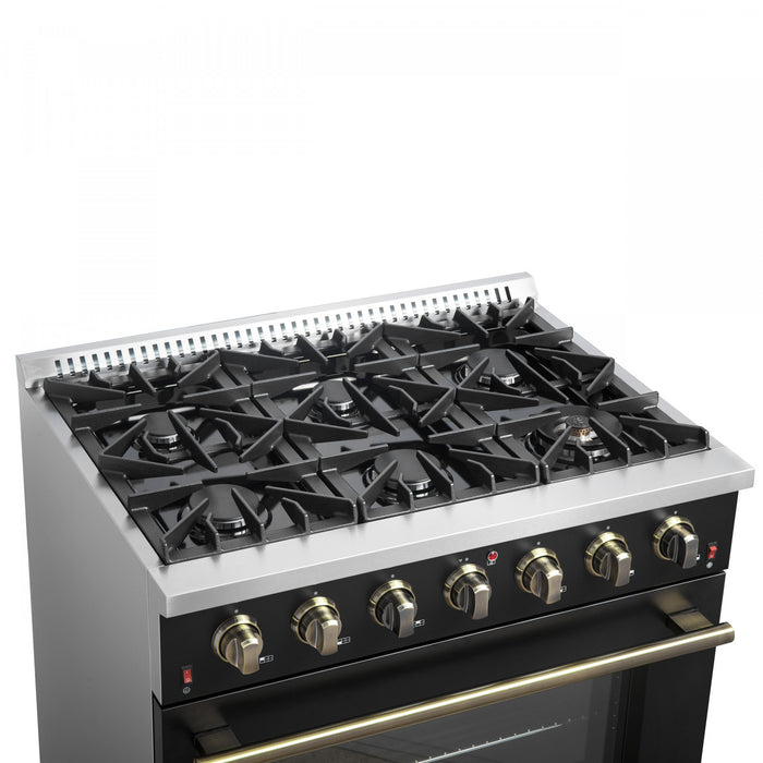 Forno Galiano 36-inch Gas Range in Black, 5.36 cu.ft. - FFSGS6244-36WHT