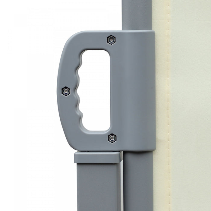 Outsunny Double Retractable Side Awning 236\" X 63\" Patio Screen Cream White