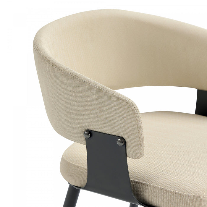 Luce Modern Textured Vegan Leather Metal Dining Chair in Sand - Set of 2