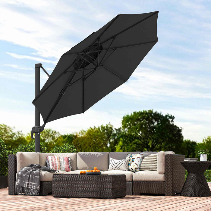 Outsunny 11' Patio Cantilever Umbrella Grey