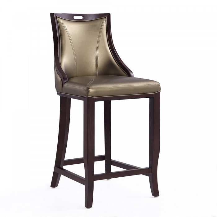 Emperor Traditional Wood Upholstered Barstool in Bronze - Set of 2
