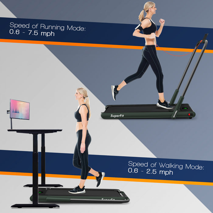 Superfit 2.25hp 2 In 1 Folding Under Desk Treadmill W/ Remote Control App