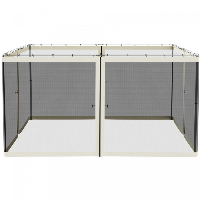 Outsunny Replacement Mosquito Netting For Gazebo 13' X 13' Black Screen Walls For Canopy With Zippers For Parties And Outdoor Activities - Cream White