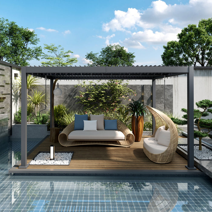 Outsunny 10' X 12' Louvered Pergola With Adjustable Roof & Aluminum Frame