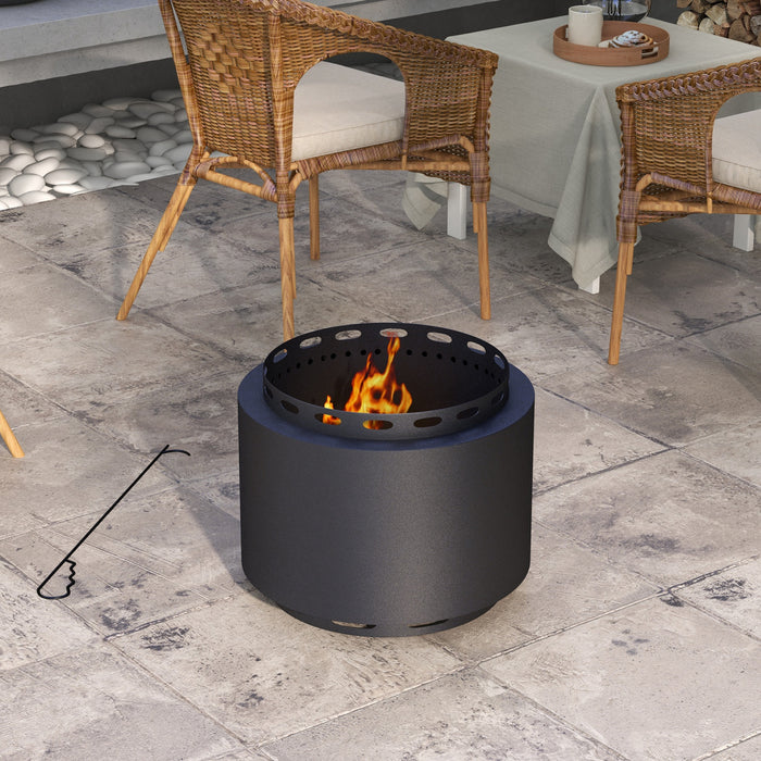 Outsunny Smokeless Fire Pit, 19\" Portable Wood Burning Firepit, Black