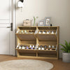 HOMCOM Narrow Shoe Cabinet with 4 Flip Drawers for Entryway Hallway Oak