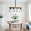 Abell 4 Light Rustic Wood Pendant, Onyx, 32"L Lamp | Abell Suspension rustique en bois a 4 lumieres, Onyx, 32 po L