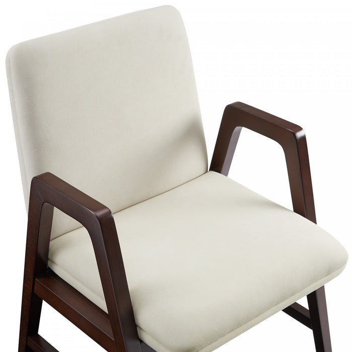 Stella Modern Velvet Wood Armchair in Cream - Set of 4
