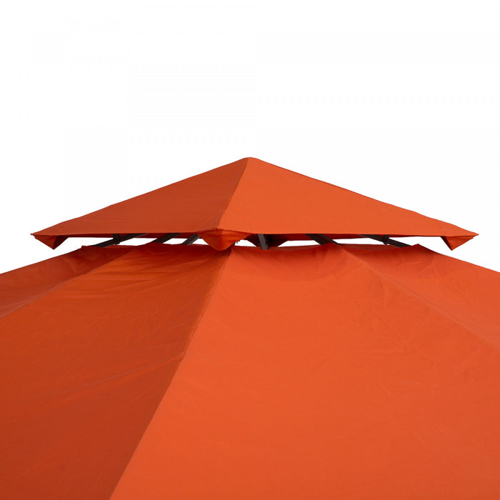 Outsunny 9.8' X 9.8' Square 2-tier Gazebo Canopy Replacement Top Cover Outdoor Garden Sun Shade, Red
