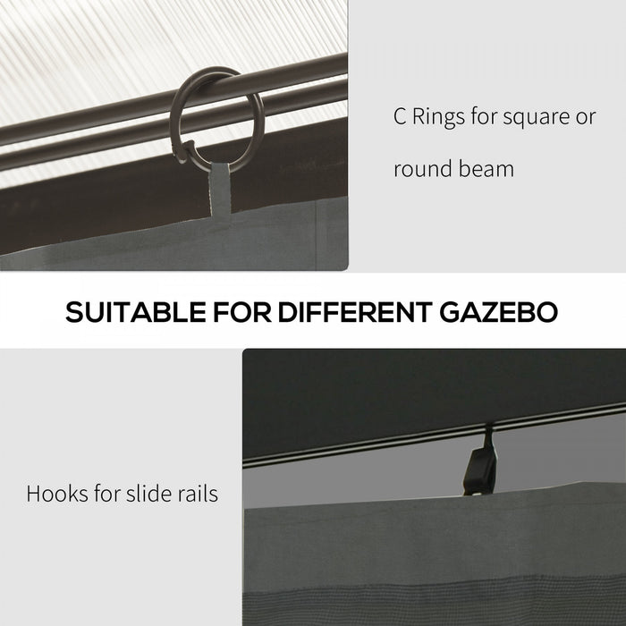 Outsunny 10' x 12' Universal Gazebo Curtains, 4 Panels, Grey