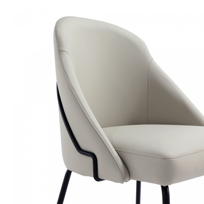 Gracie Modern Vegan Leather Metal Dining Chair in Stone Gray and Black - Set of 2