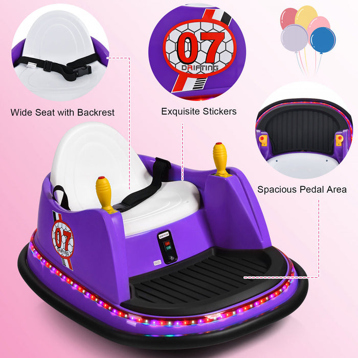 12v Vehicle 360¡a Spin Race Toy Kids Ride On Bumper Car W/ Remote Control Purple
