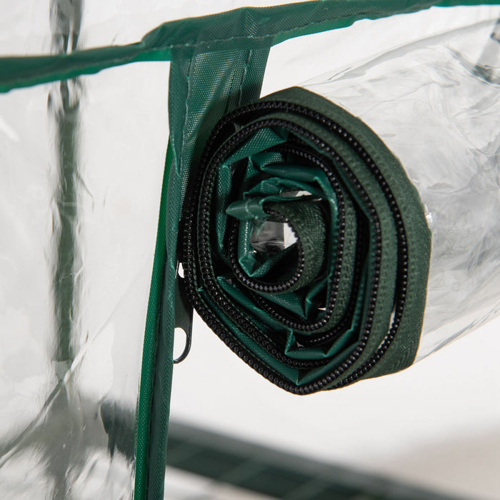 Outsunny 3 Tier Mini Greenhouse Portable Plant Greenhouse With Roll Up Door And Wire Shelves, 27\" X 19\" X 49\", Clear