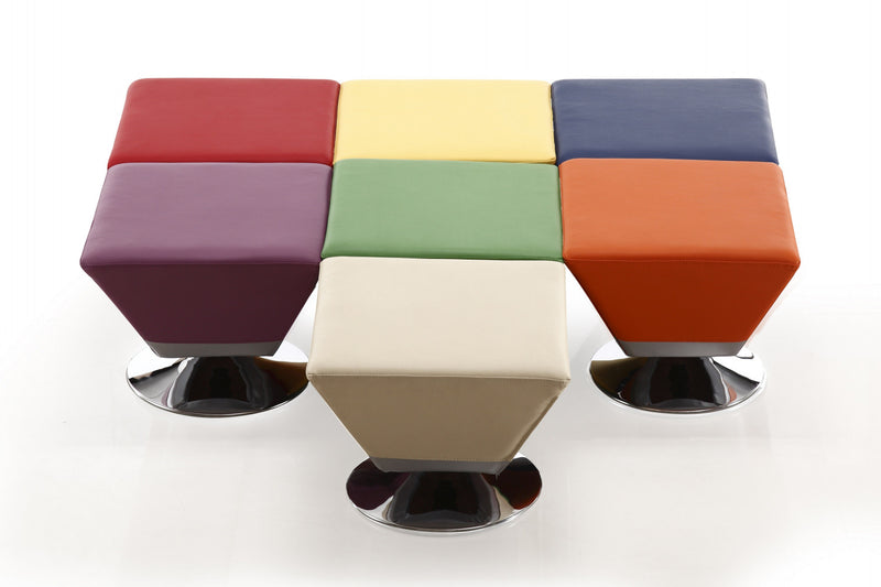 Diamond Modern 1-Piece Accent Ottoman in Blue, Green, Orange, Purple, Red, Tan and Yellow