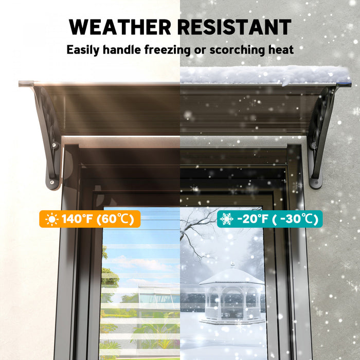 Outsunny Window Awning, Polycarbonate Cover Patio Awnings, Brown
