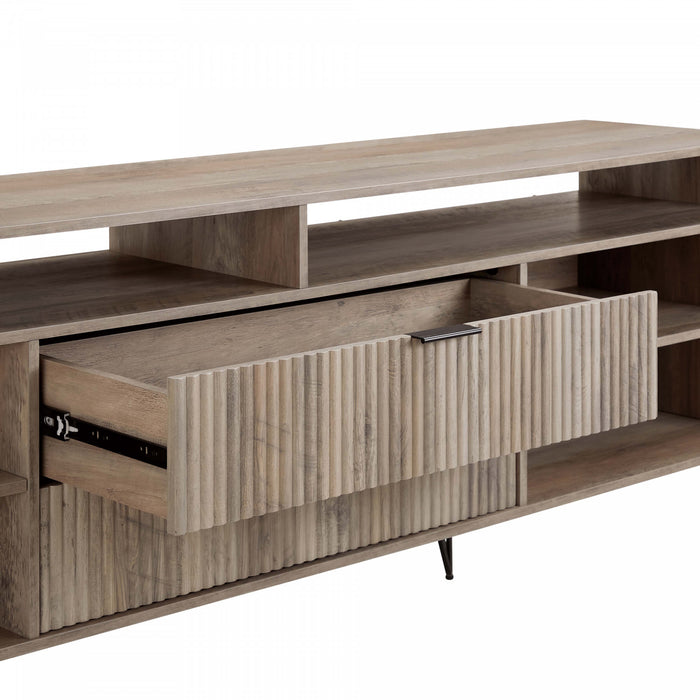Dumbo Modern 85\" Fluted TV Stand in Golden Brown
