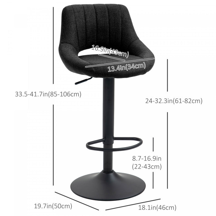 HOMCOM Bar Stools Set of 2 Swivel Adjustable Counter Height Barstools
