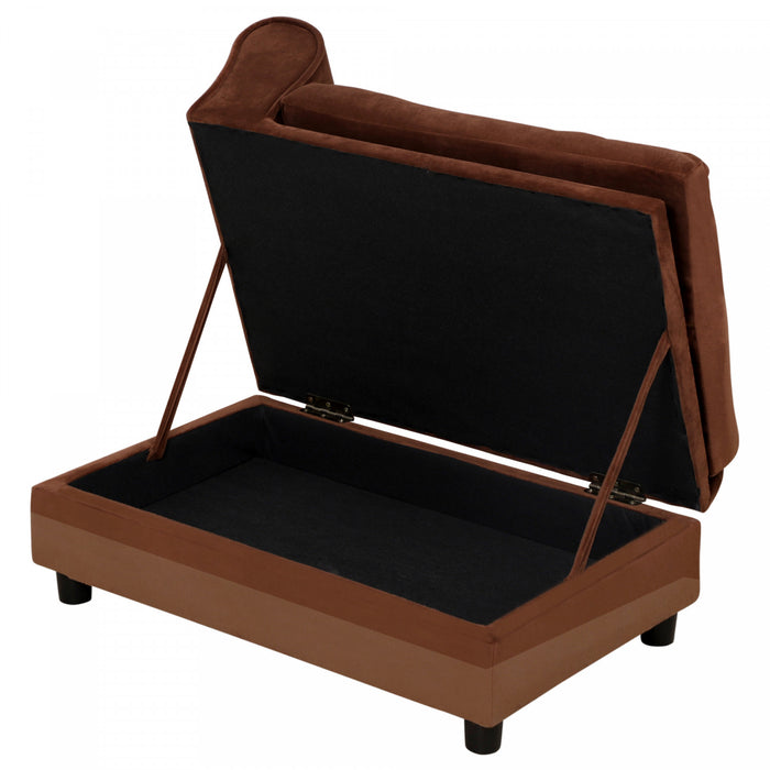 Pawhut Pet Sofa Dog Couch Chaise Lounge Pet Bed With Storage Function Small Sized Dog Various Cat Sponge Cushioned Bed Lounge, Brown