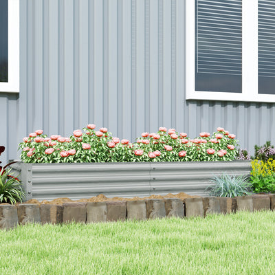 Outsunny 6x3x1ft Galvanized Raised Garden Bed, Open Bottom, Silver
