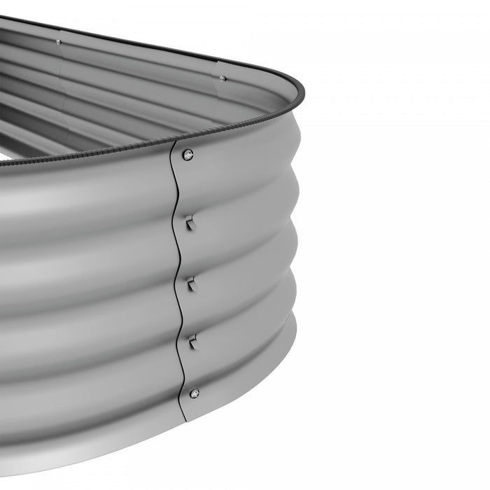 Outsunny 4.9' X 2' X 1' Galvanized Raised Garden Bed Kit, Metal Elevated Planter Box With Safety Edging, Easy Diy For Growing Flowers, Herbs, Succulents, Silver